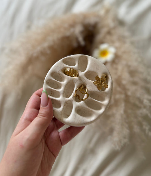Porte bague design - marbré beige