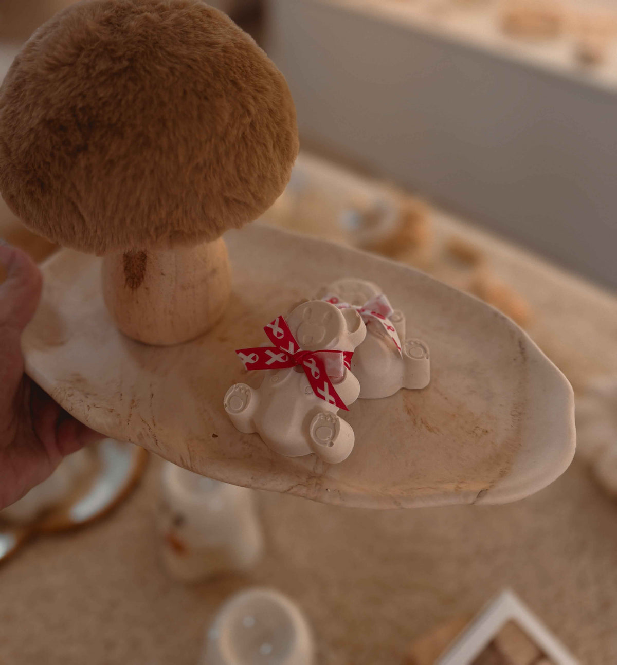 Octobre rose - mini ours en jesmonite